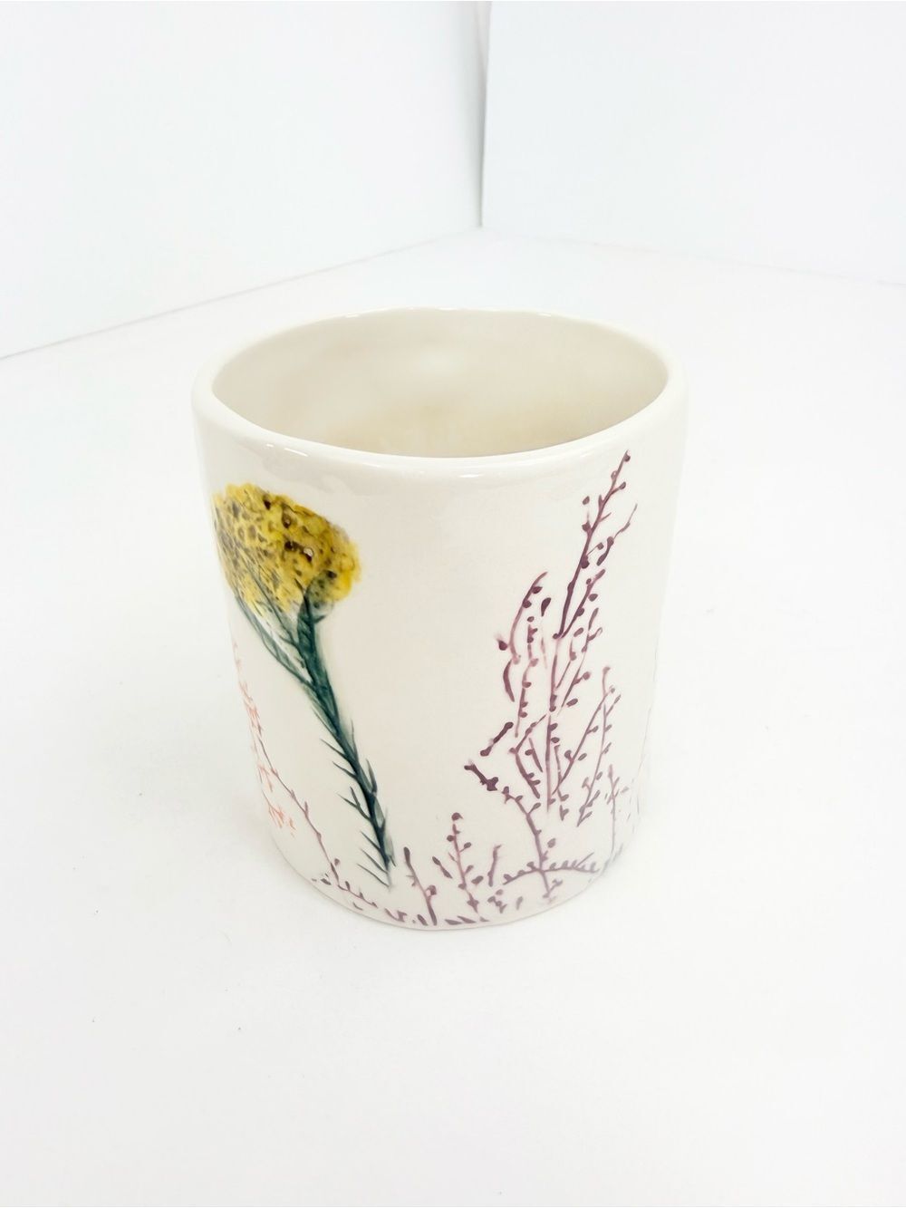Anthropologie DAGNY Monogram Initial Letter C Textured Botanical Ceramic Mug - Picture 6 of 14